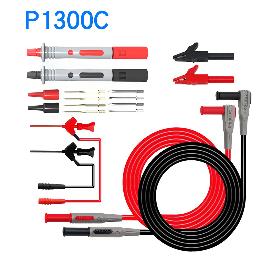 Jxsinone P1300 Serie Vervangbare Multimeter Probe Probes Test Haak & Test Lead Kit 4Mm Banana Plug Alligator Clip Automotive tool: P1300C