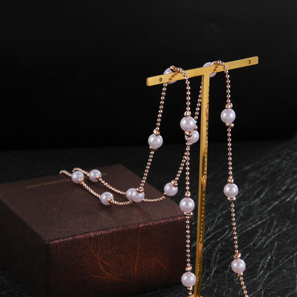 Teamer Gesimuleerde Parel Kralen Ketting Voor Bril Mode Masker Lanyards Ketting Zonnebril Ketting Bandjes Eyewear Accessoires: G Rose Gold Color