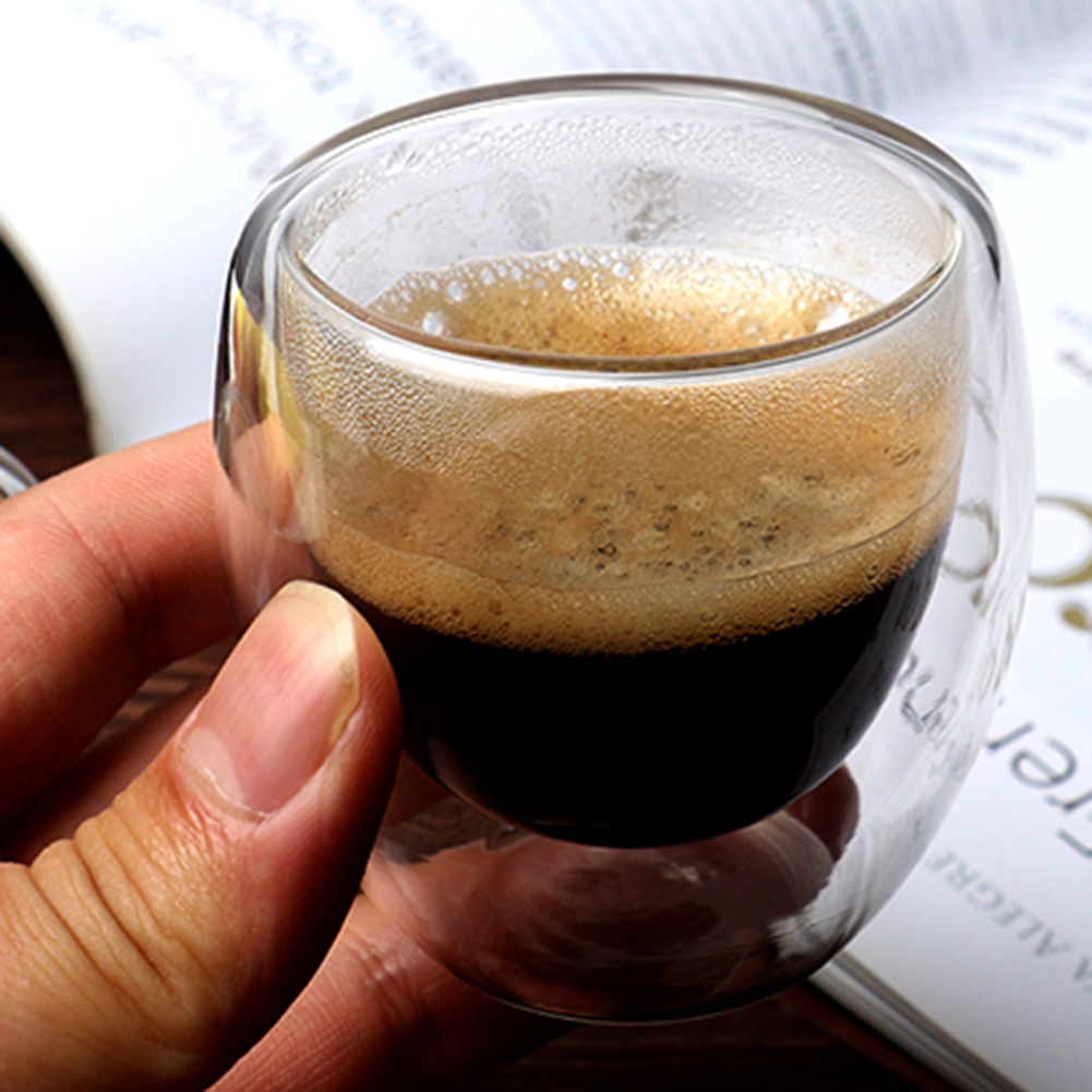 6 st 80ml dubbelvägg isolerat klart glas kopp kaffe te mjölk vatten mugg