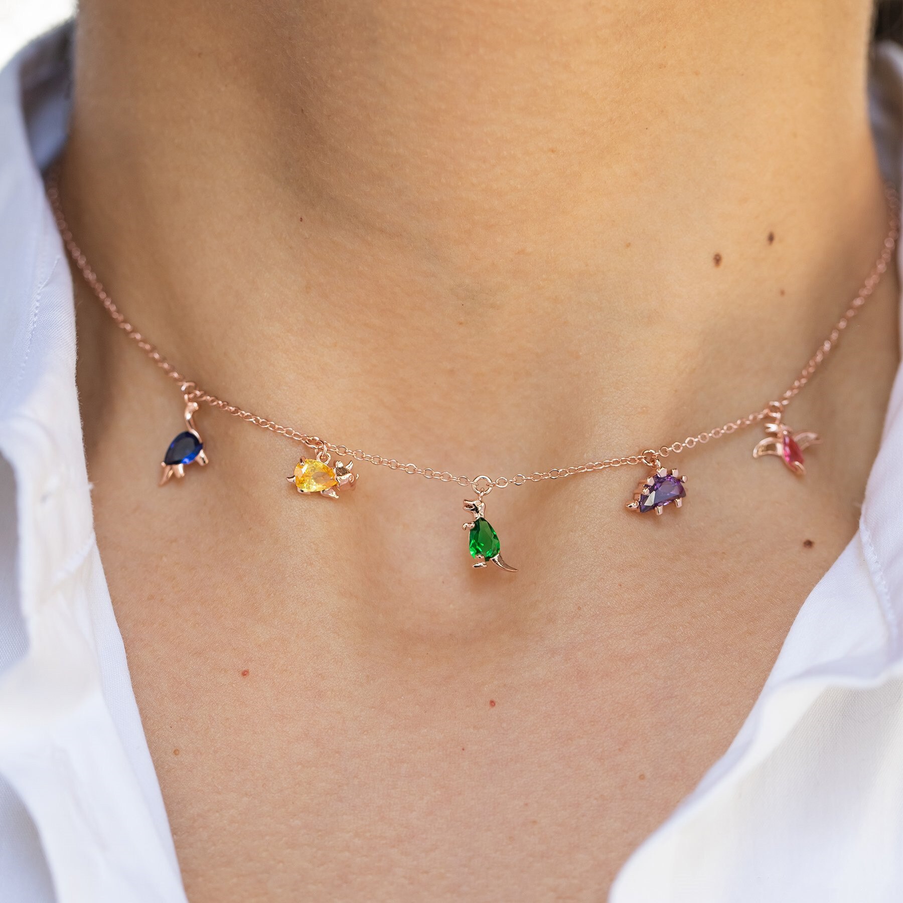 Ins Multicolor Zirkoon Dinosaurus Enkelbanden Voor Vrouwen Delicate Sieraden Vergulde Gevuld Enkelbanden Accessoires