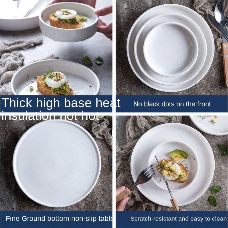 8inches European-style white ceramic tableware, western dishes, breakfast dishes, baking cake dishes ceramic dishes