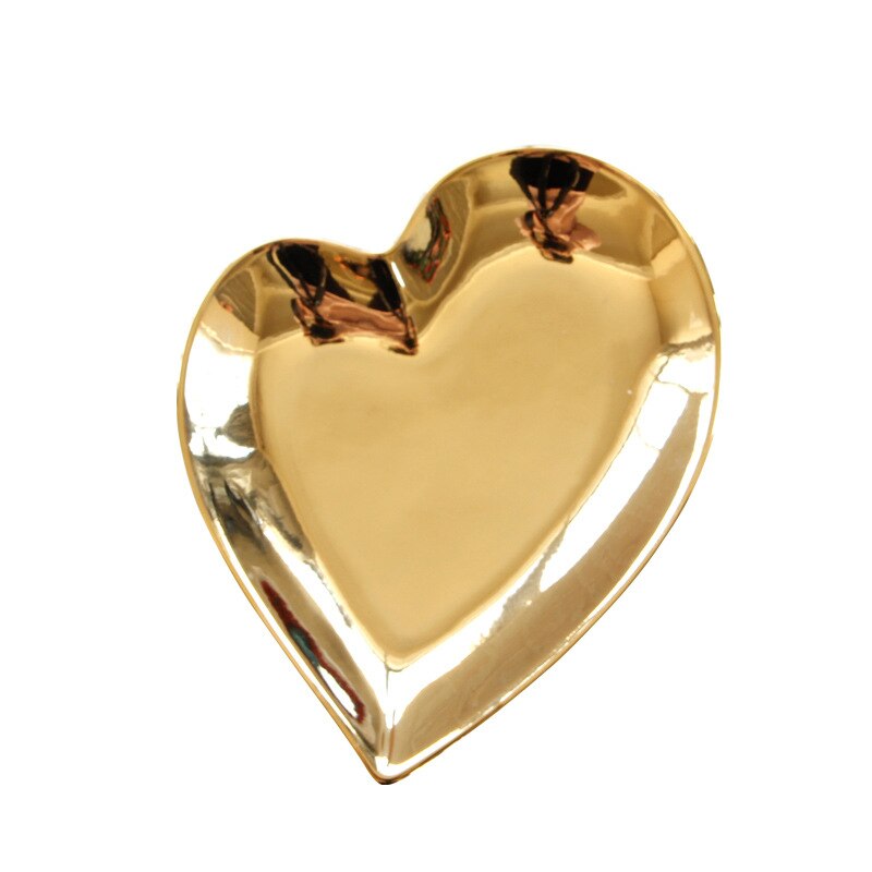Heart Shape Ceramic Plate Bowl Irregular Electroplating Gold Porcelain Dinnerware Romatic Breakfast Snack Dishes Plate