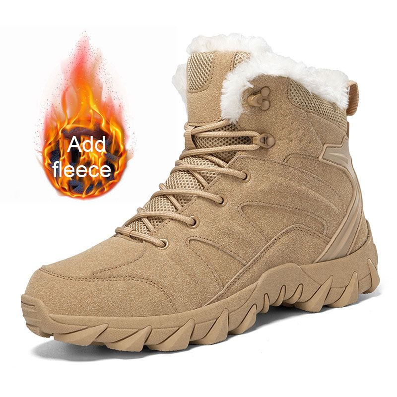 Botas de invierno cálidas para hombre y mujer, botines tácticos militares, zapatos de algodón para escalada al aire libre, zapatos clásicos para el desierto, botas de nieve: Beige / '47