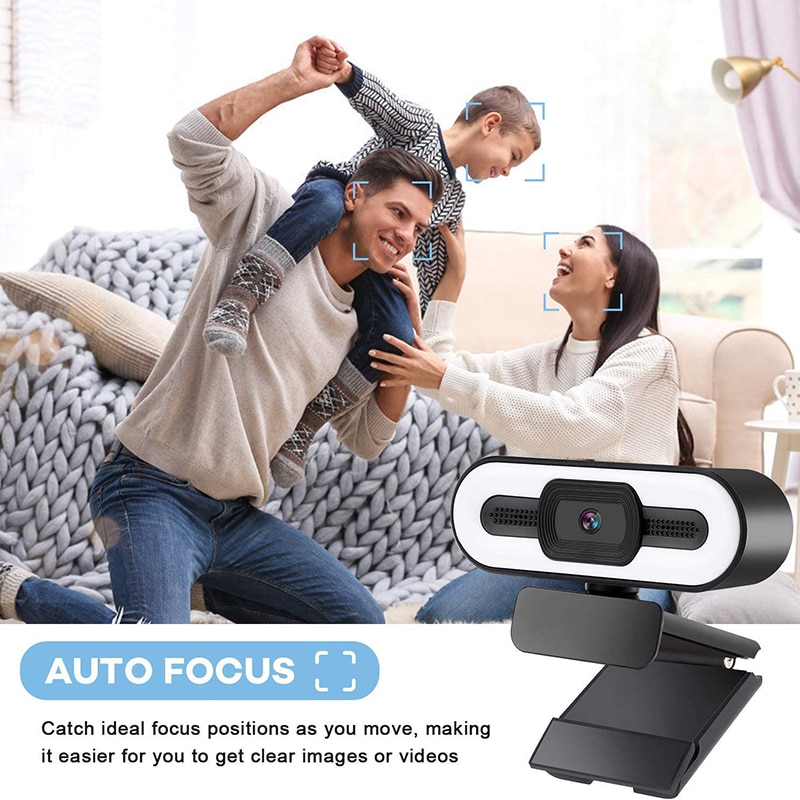 2K HD Webcam mit Mikrofon USB Webcam mit Ring Licht LED Computer Kamera für Zoomen Video Konferenzen PC Mac Laptop Schreibtisch