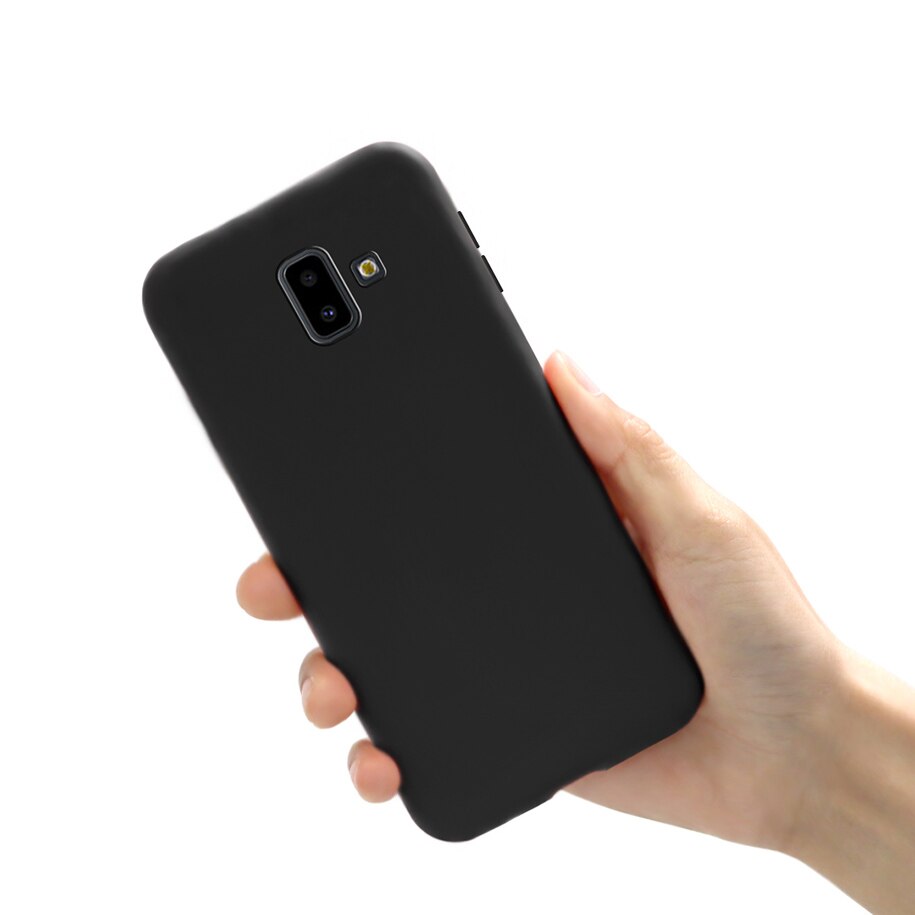 Etui na telefon do Samsung Galaxy J6 2018 okładka cukierki kolor dla Fundas Samsung J6 2018 J600F J6Plus J6 + J 6 Plus 2018 Case miękkie Capa: J6 Plus 2018 / Black