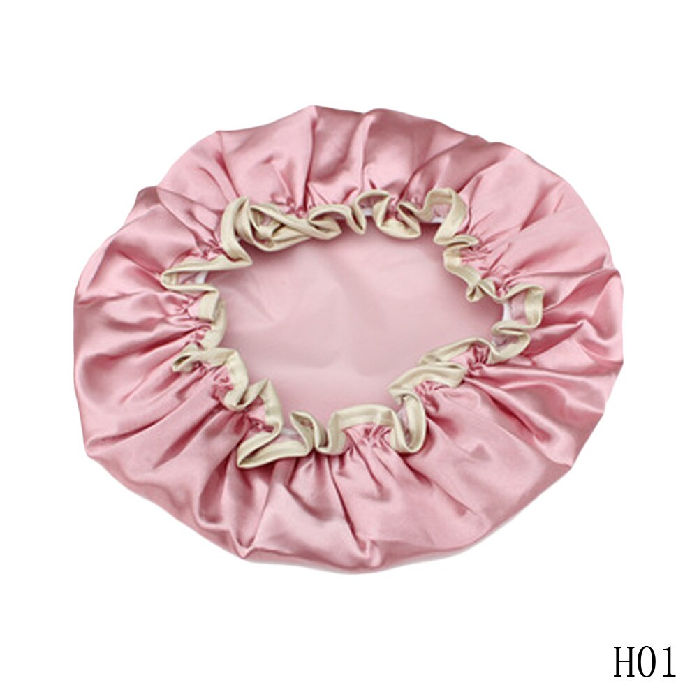 1Pc Mooie Dikke Vrouwen Douche Satijnen Hoeden Kleurrijke Bad Douche Caps Haar Cover Dubbele Waterdichte Badmuts