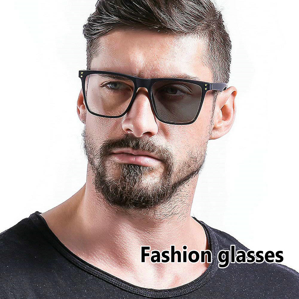 Photochromic Sunglasses Nearsighted Men Women Vintage Square Big Frame Transition Myopia Glasses with box FML