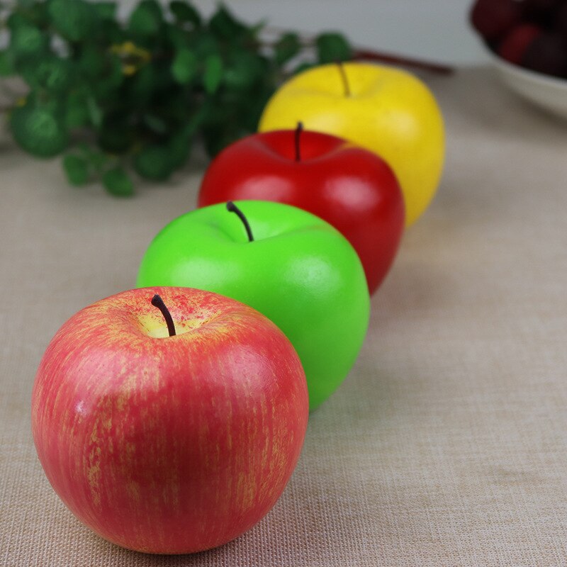 8cm rød gul grønn rosa eple kunstig frukt hjem dekorasjon simulering eple modell ornament håndverk matte fotografering rekvisitter