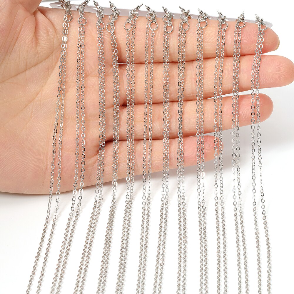 12st Halskette Gliederkette 40cm Länge Hummer-Haken-Metall Feine Panzerkette DIY Zubehör für Handwerk Schmuckherstellung: Simple chain-Rhodium