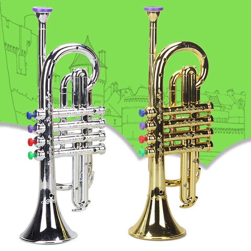 Trompette 4 tons 4 touches colorées, jeu de Simulation, Mini Instruments à vent musicaux pour enfants, jouet de fête d&#39;anniversaire