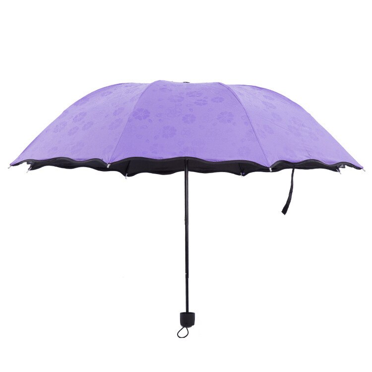 Magic Umbrella Water Flowers Umbrella Vinyl Anti-UV Three Fold Umbrella Princess Umbrella Ladies Sun Umbrella: Purple
