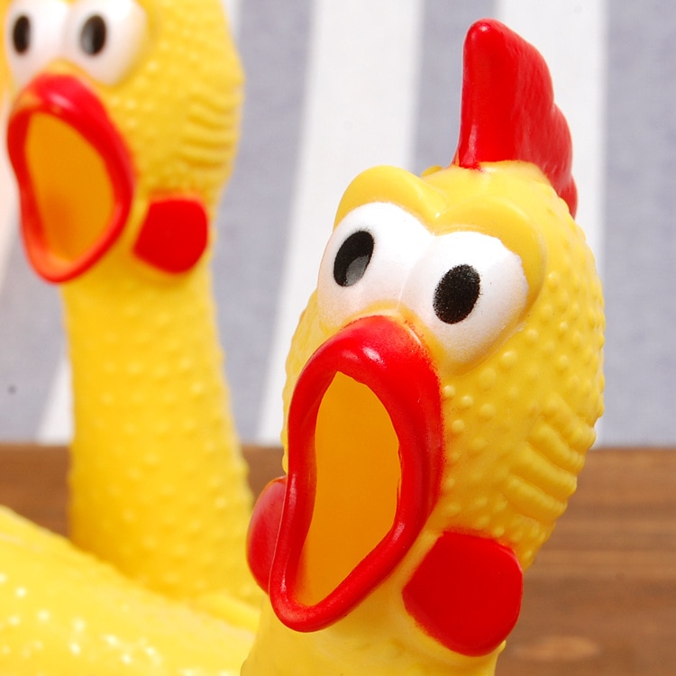 Funny Gadgets 18Cm/32Cm Geel Hond Speelgoed Pretnieuwigheid Squawking Screaming Snerpend Rubber Kip Voor kids