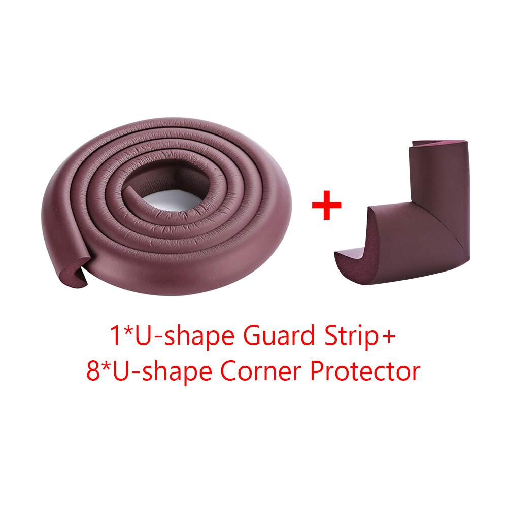2m baby sikkerhet bord skrivebord kant vakt stripe hjemme pute vakt stripe sikker beskyttelse låve bar stripe myk tykkere: Brun l form