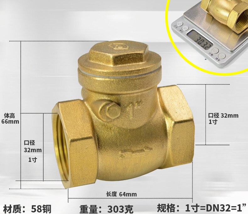 DN15 /DN20/DN32 Thread Swing Check Valve Brass 1/2" 3/4"/1'' BSPP High Pressure water pipe check valve PPR