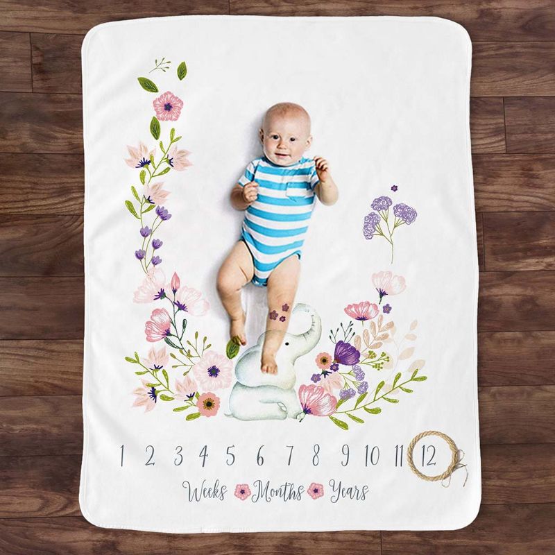Baby Monthly Record Growth Milestone Blanket Animal Pattern Photography Props Q1FE