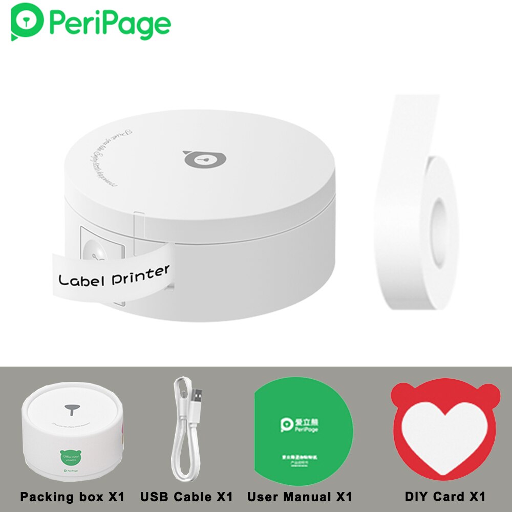 PeriPage L1 Printer Mini Pocket Label Maker Sticker Inkless Portable Thermal Label Printer Bluetooth-compatible: W-1 Roll Paper
