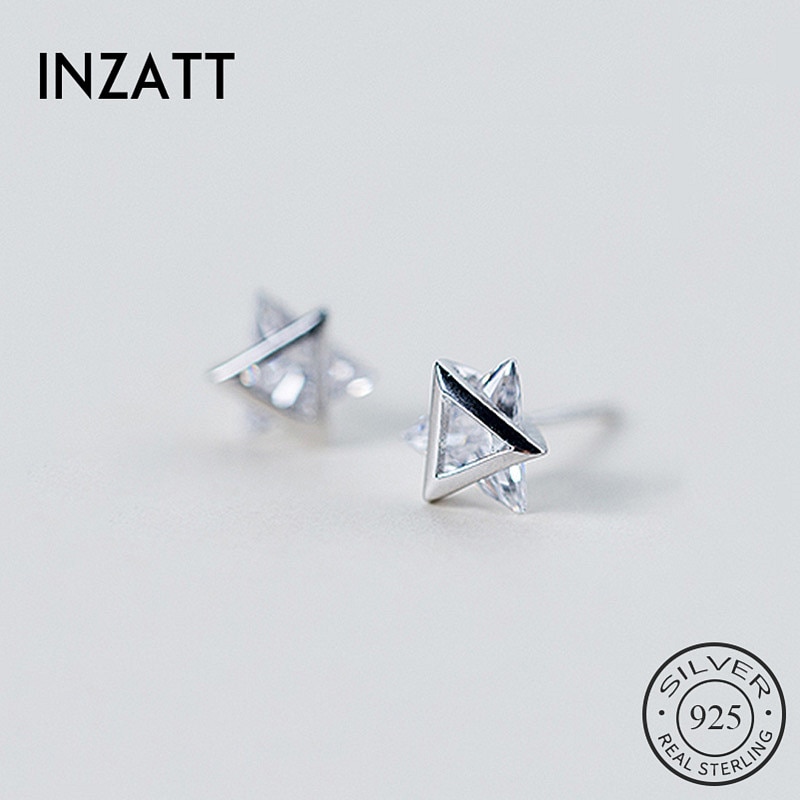 Inzatt Echt 925 Sterling Zilveren Zirkoon Snowflake Stud Oorbellen Voor Mode Vrouwen Minimalistische Fijne Sieraden Ins Accessoires