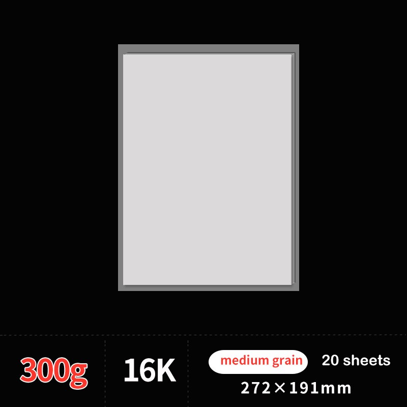 100% Cotton Watercolor Paper 300g/m2 20Sheet Water-soluble Painting Fine/Medium/Coarse Grain Postcard Drawing Paper: 16k medium grain