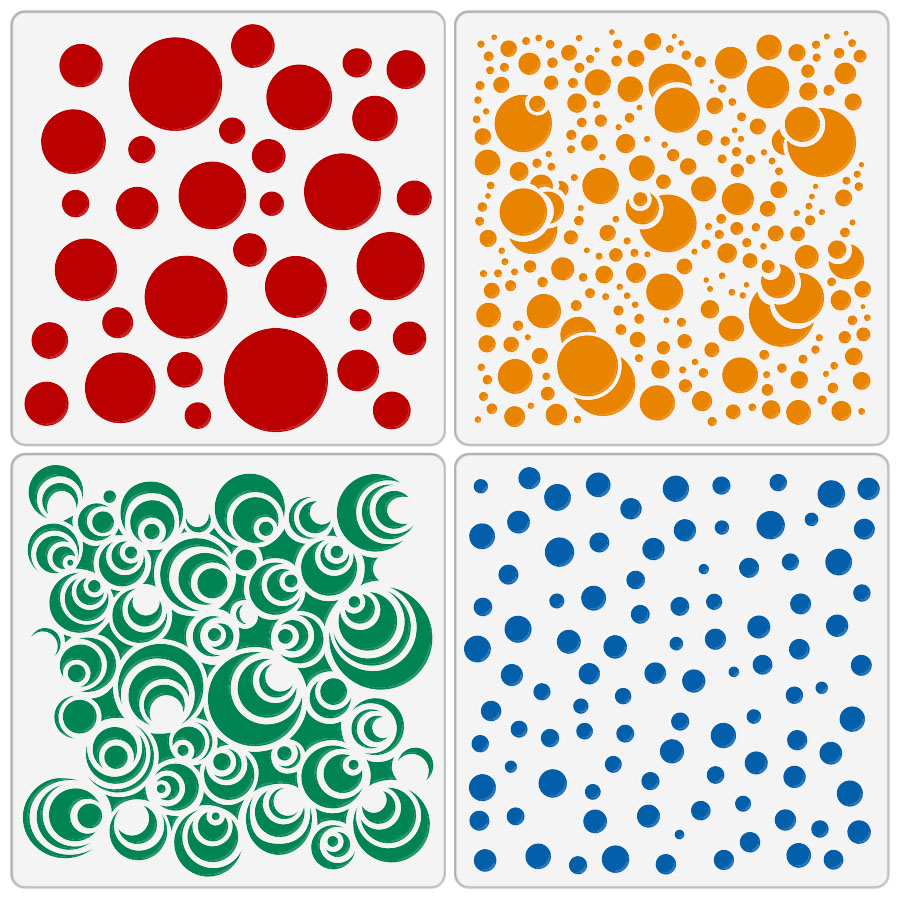 4 ks 5.1- palcové kruhové bodkované šablóny na maľovanie na drevo, látku, papier, nástennú dekoráciu