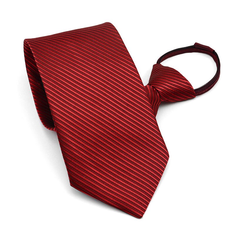 Faroonee Men's Zipper Tie Commercial Formal Suit Lazy Neck Ring Necktie Neck Tie Striped Male Wedding Narrow Cravate: Red
