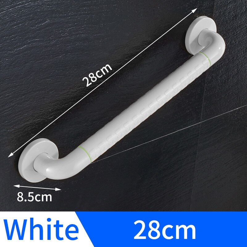 Pasamanos de seguridad sin barreras, Barras de agarre de acero inoxidable para baño para ancianos y discapacitados, montaje en pared, Mango antideslizante para bañera y ducha: White-28cm