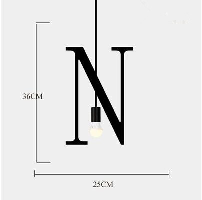Plafonnier suspendu en fer avec alphabet anglais, éclairage d'intérieur, luminaire décoratif de plafond, idéal pour une réception, un restaurant, un salon, un café, un bar, un bar ou un bureau: jaune clair