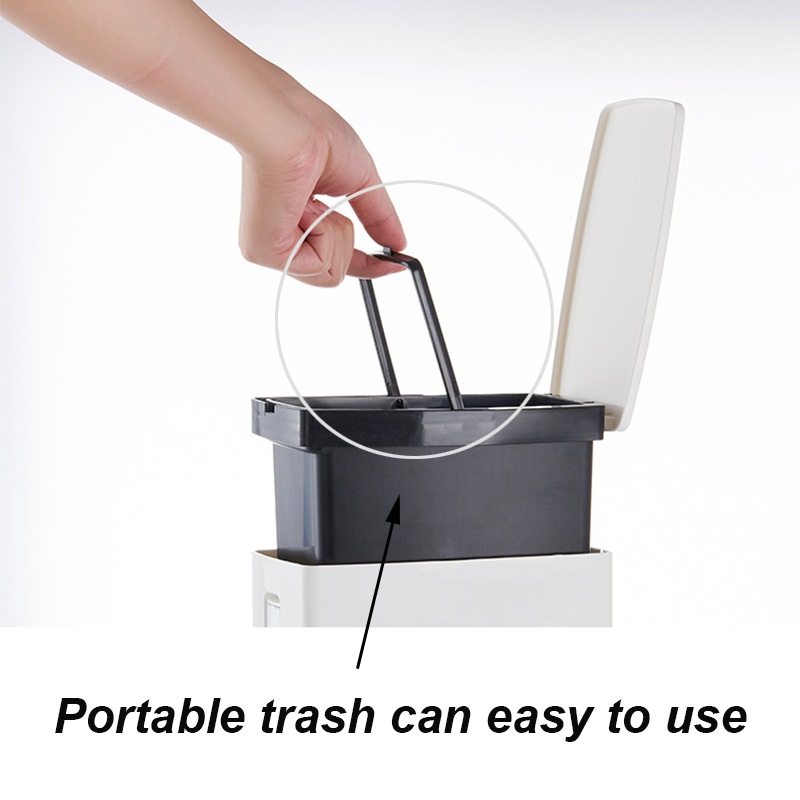 Cubo de basura de plástico con cepillo para el baño, Herramientas de limpieza del hogar, para la cocina, estrecho