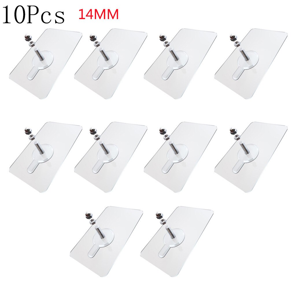 10pcs/lot Pvc Wall-mounted Nails Practical Transparent Strong Adhesive Screw Wall Nail Wall Poster Non-trace Stick Wall Hook#YL5: E