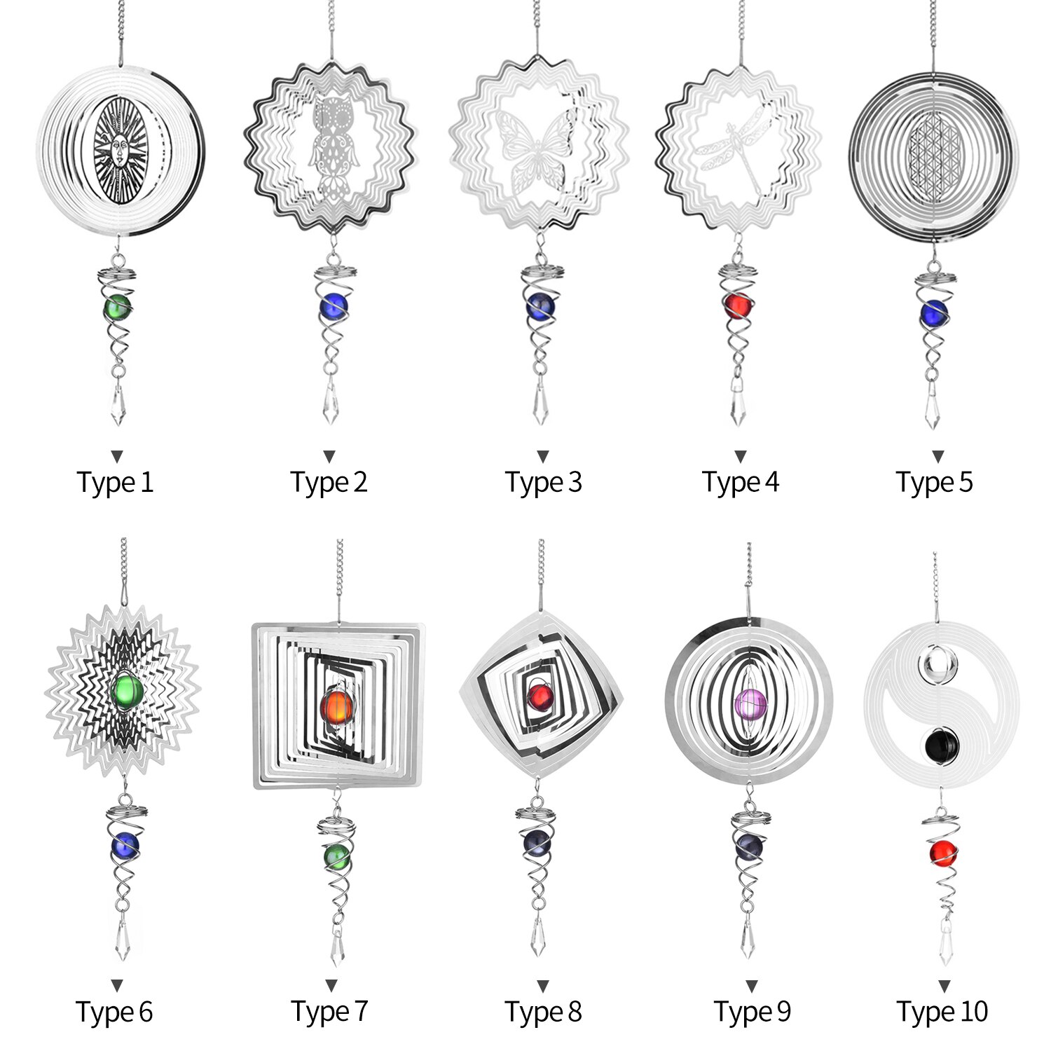 Wind Spinner Stainless Wind Spinner Garden Christmas Decoration Hanging Ornament Outdoor Garden Hanging Decor Swivel Wind Chimes