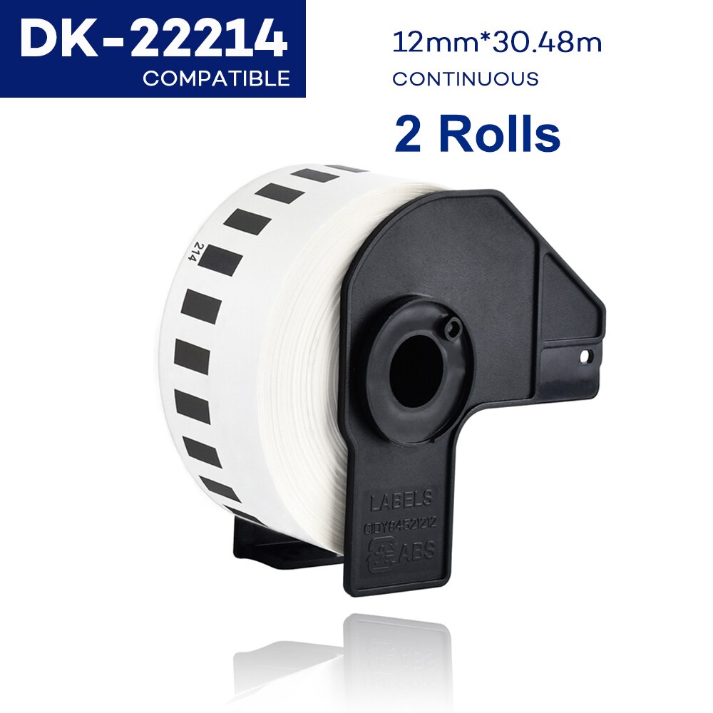 2 rollos de papel térmico Compatible con impresora de etiquetas Brother, DK-22205 continuo, troquelado, etiquetas de dirección estándar para QL570, DK-11204: 2Rolls DK-22214