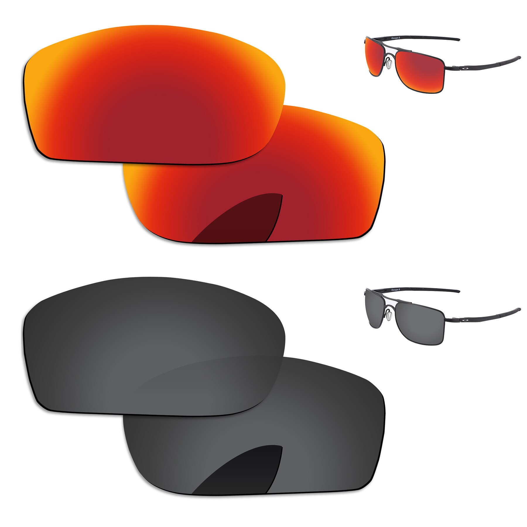 Alphax Vervanging Lenzen Voor-Oakley Gauge 8 M OO4124 Zonnebril Gepolariseerde-Meerdere Opties: 2 Pairs-Black-Red