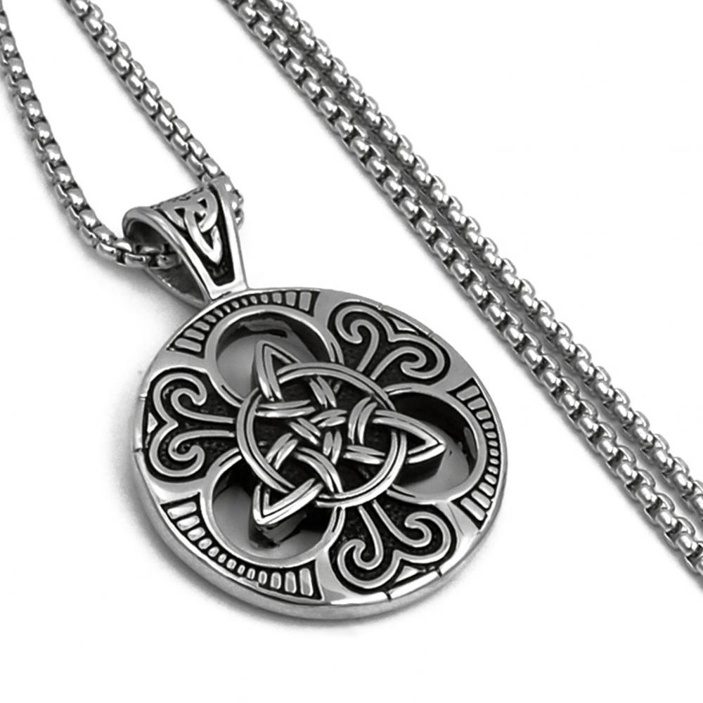 Men's necklace retro nordic viking celtic knot symbol pendant punk locomotive jewelry