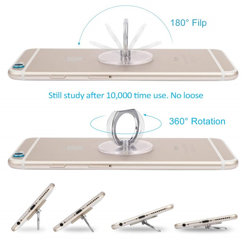 Anello Del Telefono delle cellule di Supporto Trasparente 360 Gradi di Rotazione dell'anello di Barretta Del Basamento presa per iPhone X 8 più galassia S9 S9 più Smartphone