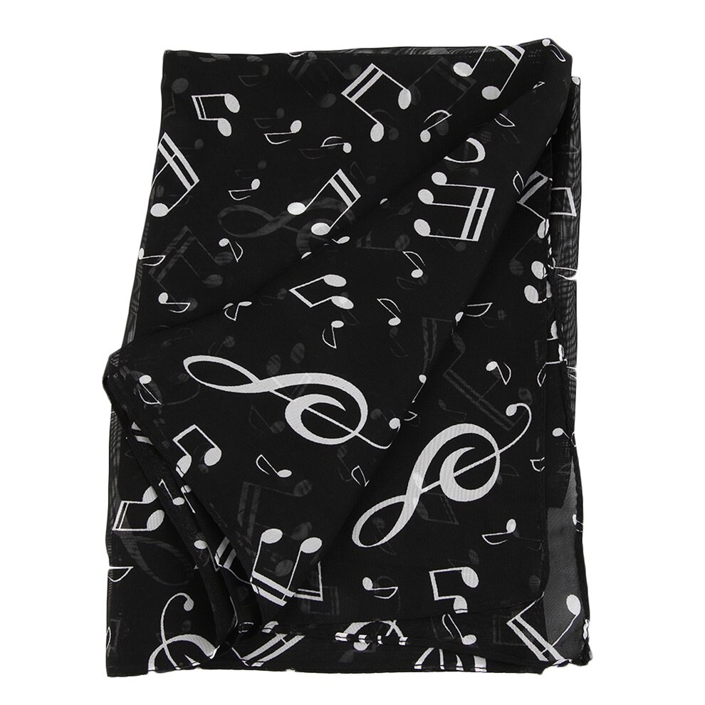 Musiknot chiffong sjalar dam scarf sjal långa stoles fjäderljuddämpare infinity scarf bästsäljande: Svart