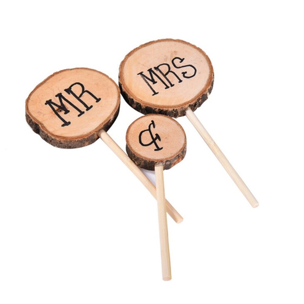3 stk mr &amp; fru rustikk bryllupskake toppers forlovelse trebokstaver #39 valentinsdag jubileumsfest dekorasjon
