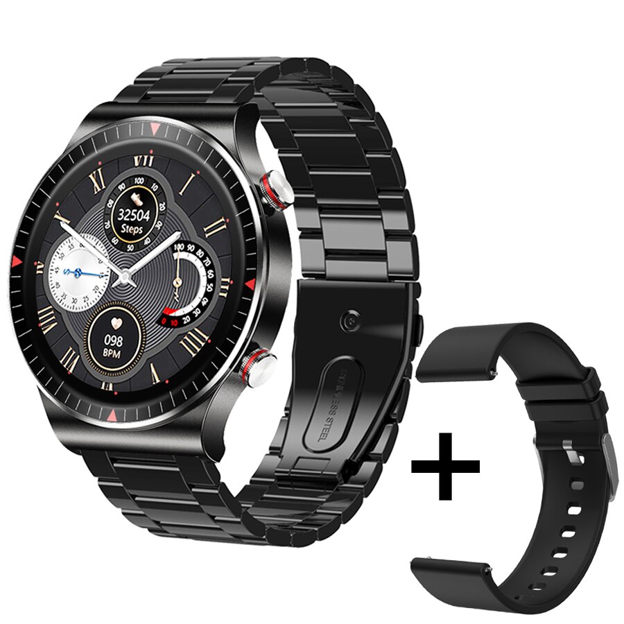 Timewolf Smartwatch Android Männer IP68 Wasserdichte Uhr Männer EKG Relogio Inteligente Clever Uhr für Iphone IOS Android Telefon: Schwarz Stahl w Gurt