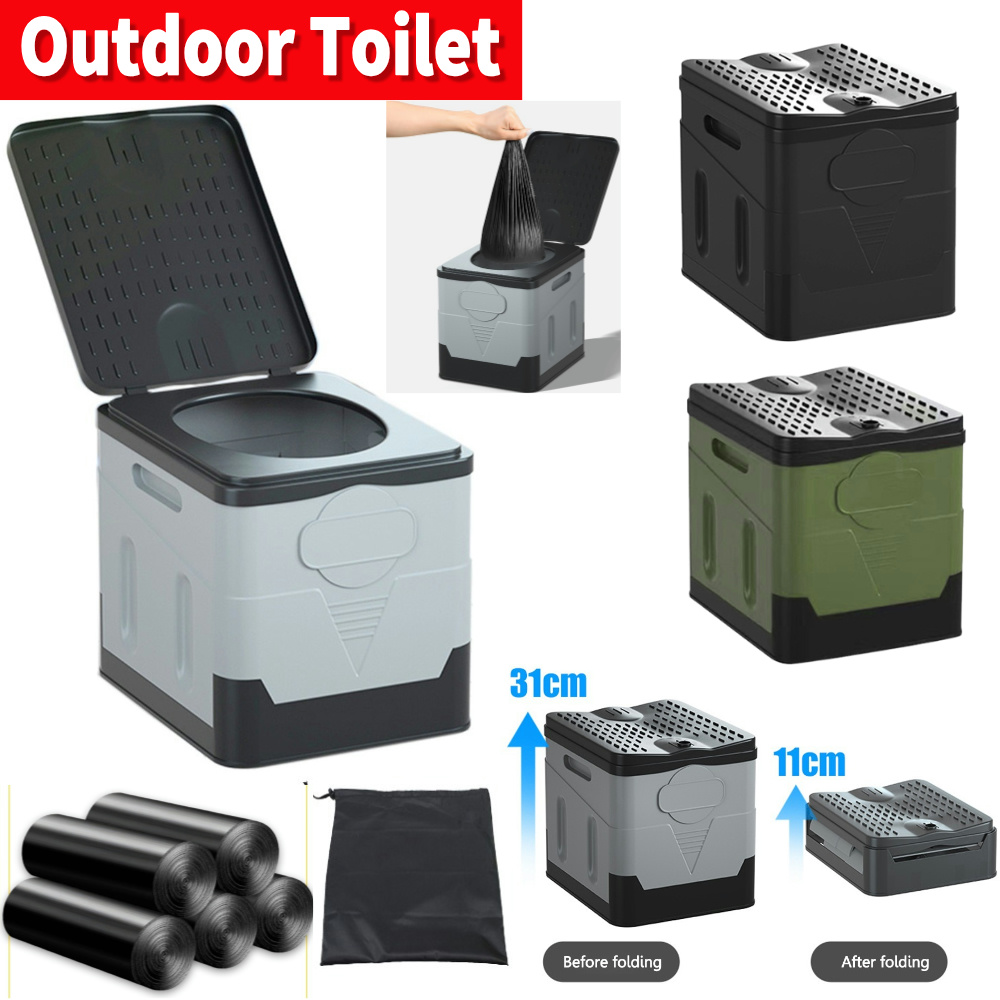 Outdoor Toilet Draagbare Outdoor Camping Opvouwbare Toilet Sterk Dragende Herbruikbare Prullenbak Voor Tour Noodhulp Zelfrijdende Reizen