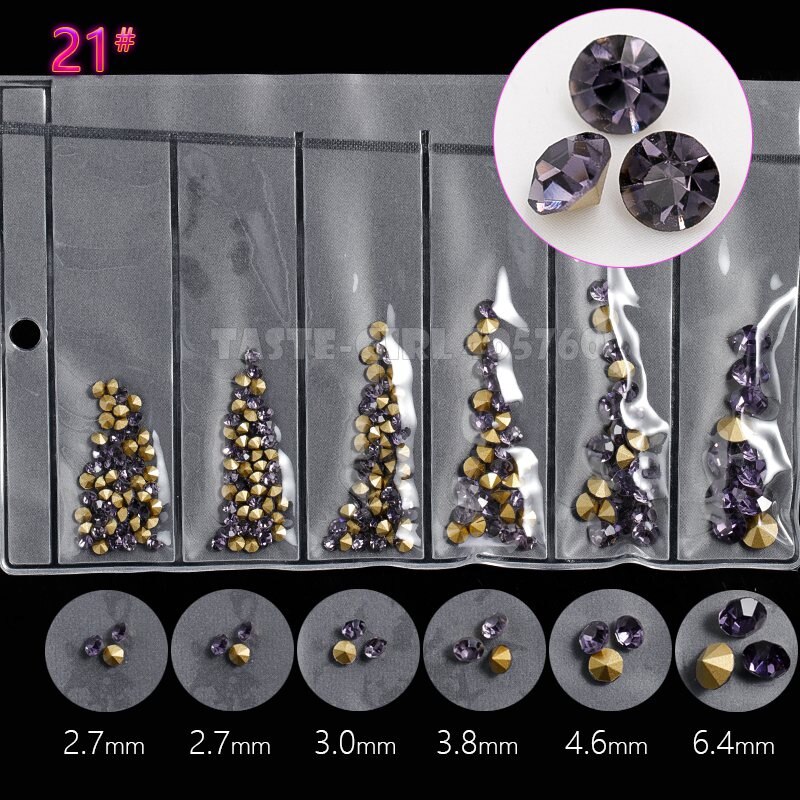 6 Gitter/Pack mischen 5 Größen Nagel funkeln V-Boden Scharf Diamant Edelsteine Arylic Nagel Kunst Strass Juwel dekorationen Manikübetreffend DIY GZ: GZZ21