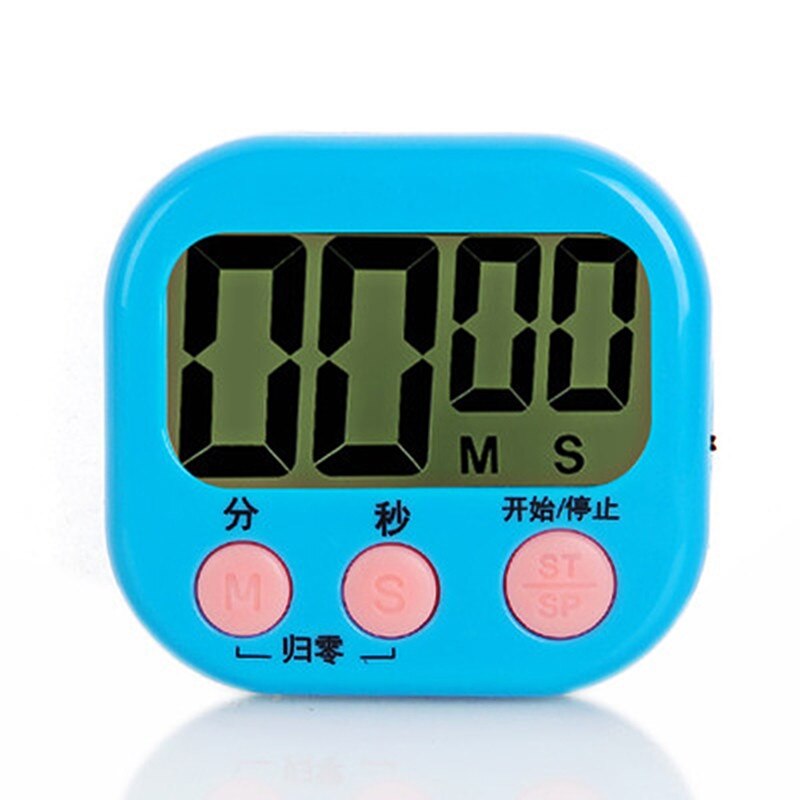 Super Thin LCD Digital Screen Kitchen Timer Square Cooking Count Up Countdown Alarm Sleep Stopwatch Temporizador Clock: blue