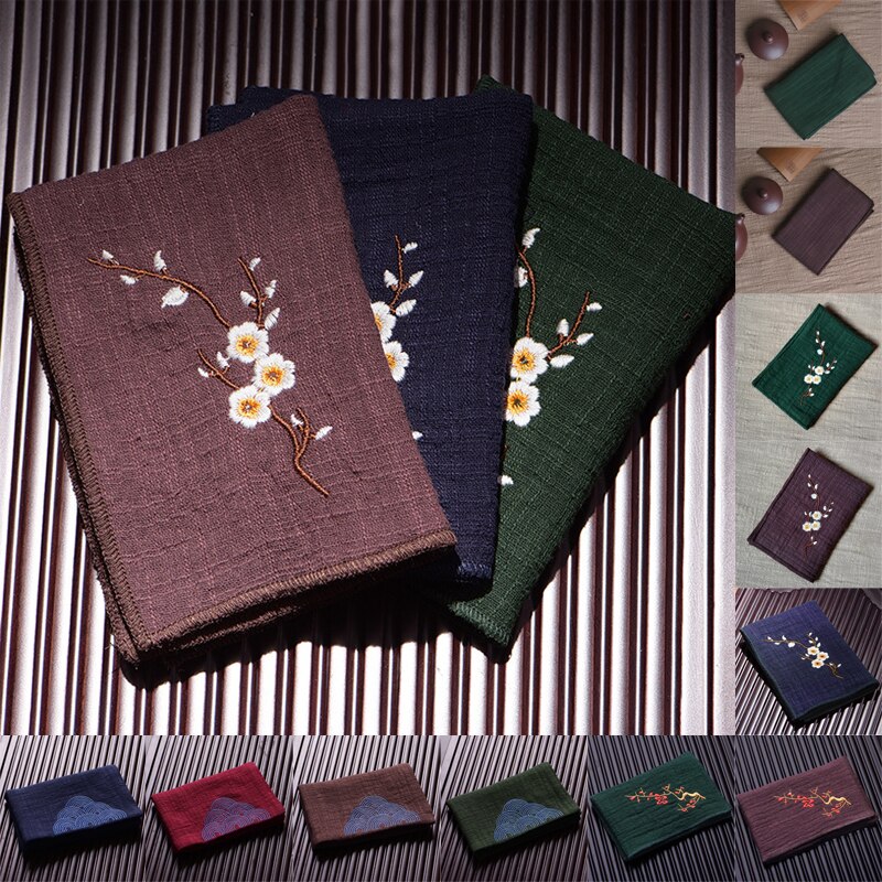 Toallas de té chinas bordadas, tejido con patrón de ciruela, absorción de agua, cuenco ecológico, accesorios de limpieza de tetera, 1 ud.