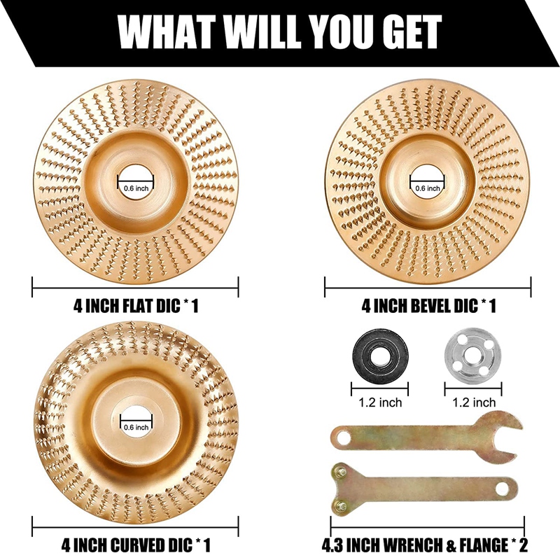 Wood Carving Discs Set Angle Grinder Wood Carving Disc Grinder Wheel Compatible With 4Inch And 4-1/2Inch Angle Grinders