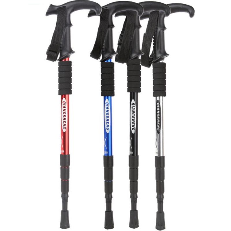 Palo de senderismo, bastón de trekking retráctil de aluminio, bastón telescópico para caminar, palo de trekking plegable
