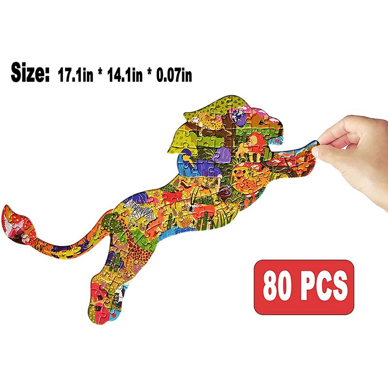Forme animale Puzzles pour adultes baleine pingouin Triceratops Panda éléphant Lion Puzzle jouets éducatifs pour enfants plancher Puzzle: Lion