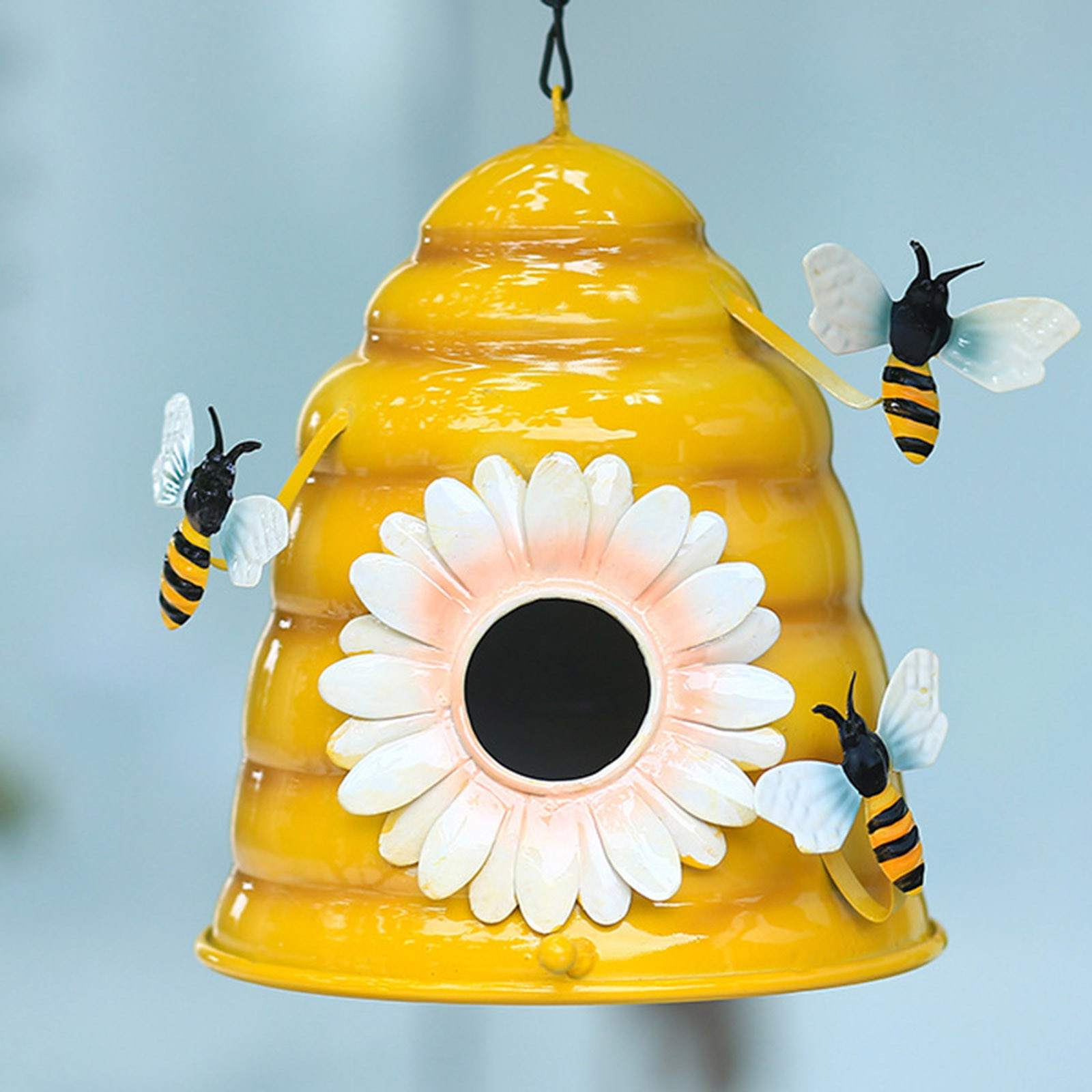 Birdhouse Parrot Garden Iron Decoration with Bee Ornament Hanging House Outdoor Small Hanging Bird Nest Outdoor Cage Accessories