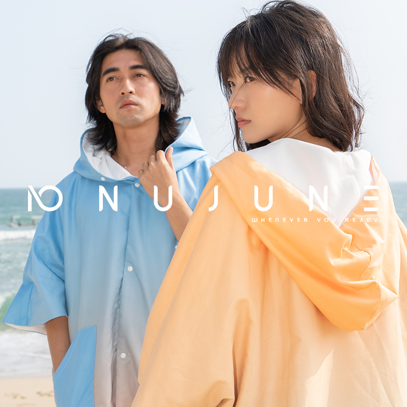 Nu-June Surfponcho Fleece gevoerd Herfst Winter Strandlaken Mantel Warme badjas Winddicht met capuchon voor strand Hete lente