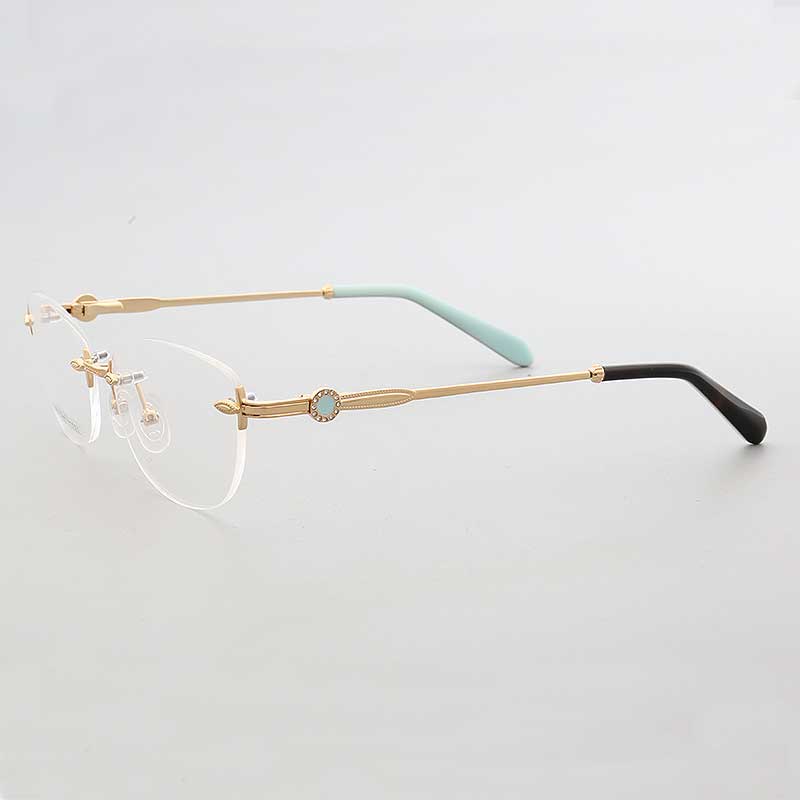 Kvinder kantløse brillerammer til kvinder metal brillerammer kvindelige firkantede ovale rustfrie stål rx briller