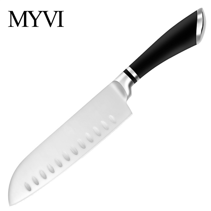 Handgjorda knivar i rostfritt stål köksknivar tillbehör japansk kock frukt verktyg santoku kock skivning bröd kniv set: E .7 tum santoku