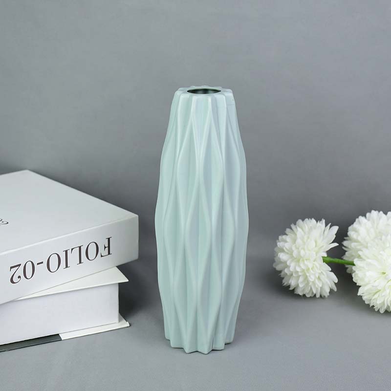 Modern Flower Vase White Pink Blue Plastic Vase Flower Pot Basket Nordic Home Living Room Decoration Ornament Flower Arrangement: WHITE