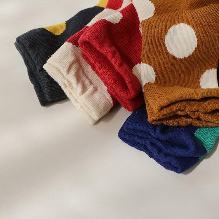 Outono inverno bebê meninos meninas bonito dot malha meias crianças casuais sockes define 5 pares