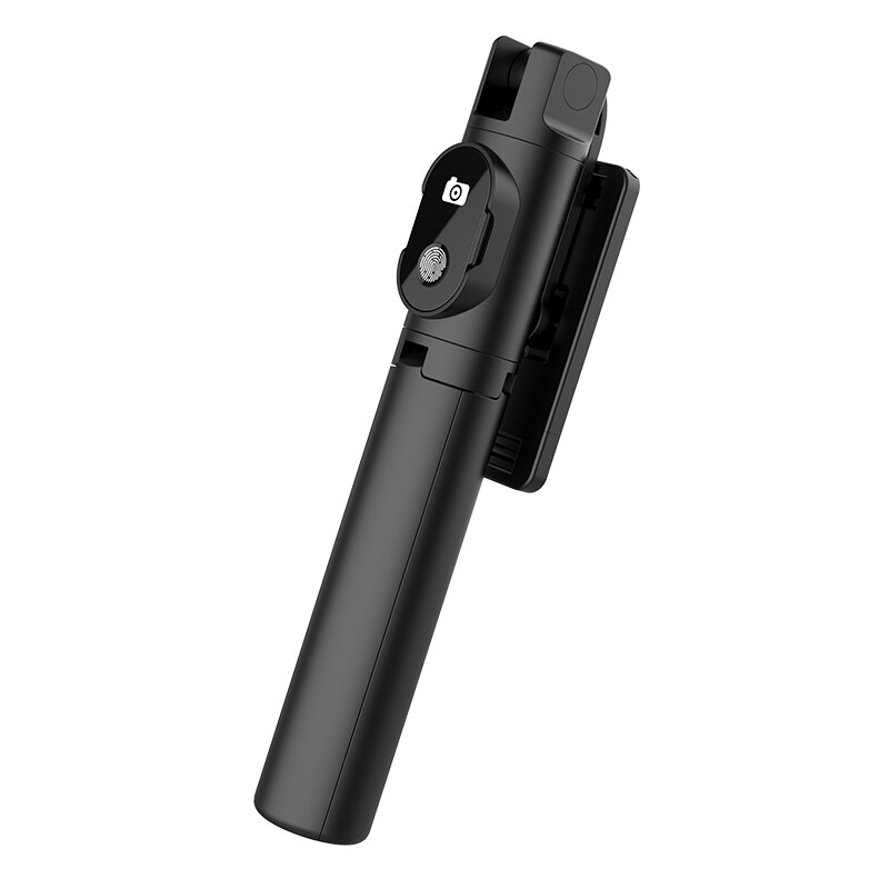 Portable Rotation Blutooth Self Stick For iPhone 12 11 Pro Max Foldable Tablet Desk Monopod Tripod Live Photo Self-Timer Holder: Black